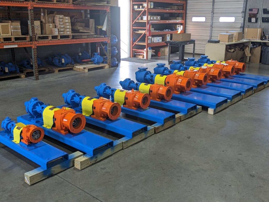 Viking Pump Units With Nord Gear Reducers, TB Woods Sureflex Couplings, Steel Base, Coupling, and Guard